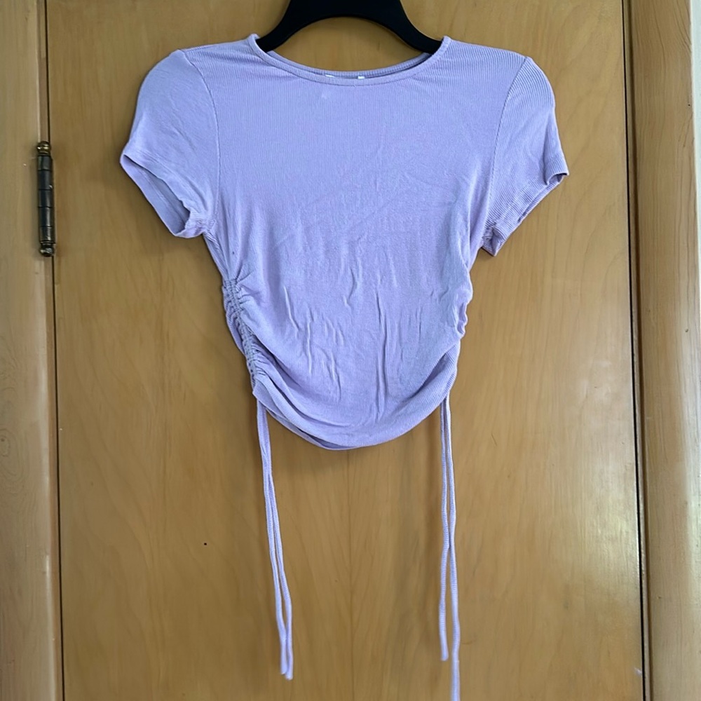 princess polly purple ribbed tie tee